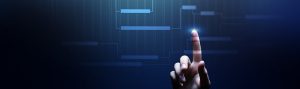 Finger pointing to IT incident management workflow